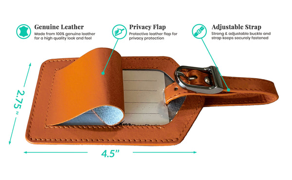 Genuine Top Grain Leather Luggage Tag