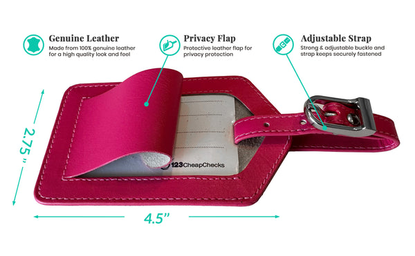 Genuine Top Grain Leather Luggage Tag