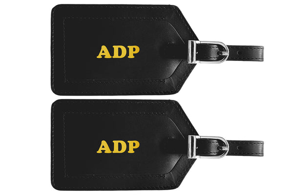 Personalized Monogrammed Leather Luggage Tags - 2 Pack