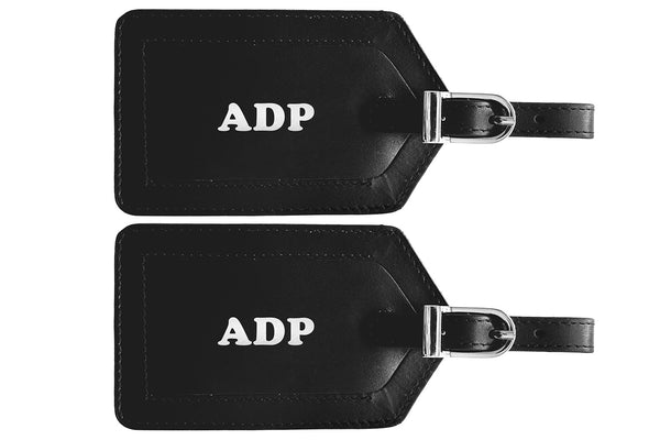Personalized Monogrammed Leather Luggage Tags - 2 Pack