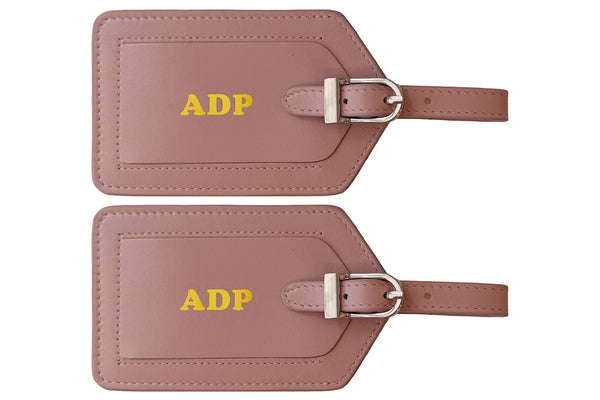 Personalized Monogrammed Leather Luggage Tags - 2 Pack
