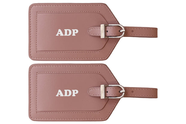 Personalized Monogrammed Leather Luggage Tags - 2 Pack