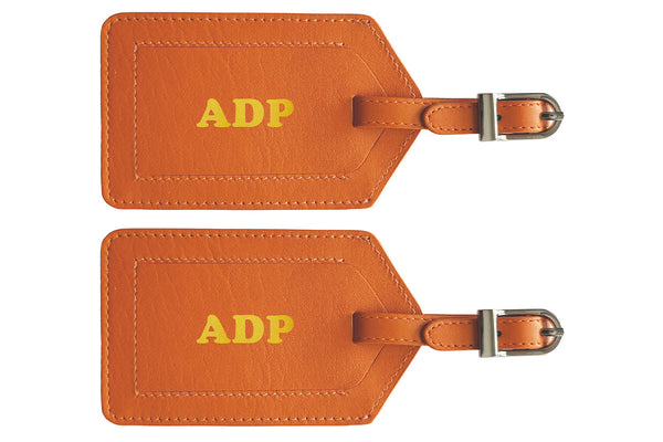 Personalized Monogrammed Leather Luggage Tags - 2 Pack