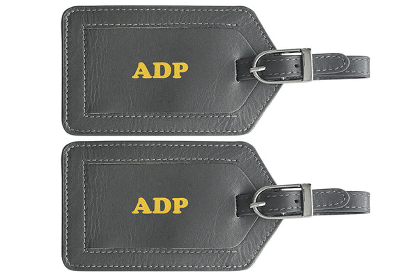 Personalized Monogrammed Leather Luggage Tags - 2 Pack