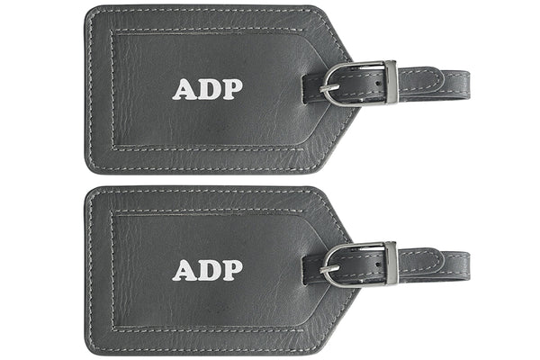 Personalized Monogrammed Leather Luggage Tags - 2 Pack