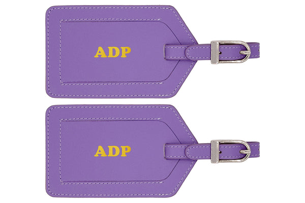 Personalized Monogrammed Leather Luggage Tags - 2 Pack