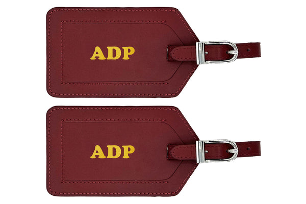 Personalized Monogrammed Leather Luggage Tags - 2 Pack