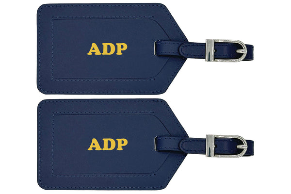 Personalized Monogrammed Leather Luggage Tags - 2 Pack