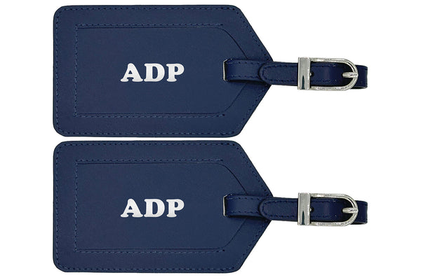 Personalized Monogrammed Leather Luggage Tags - 2 Pack