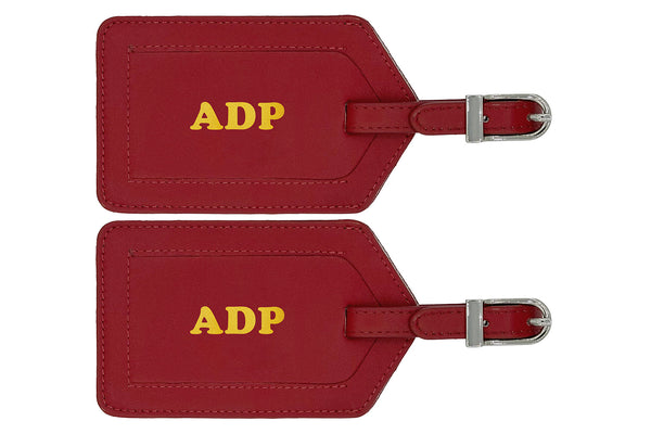 Personalized Monogrammed Leather Luggage Tags - 2 Pack