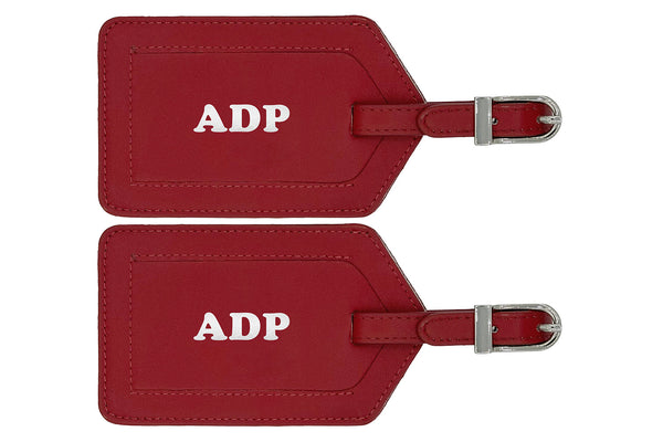 Personalized Monogrammed Leather Luggage Tags - 2 Pack