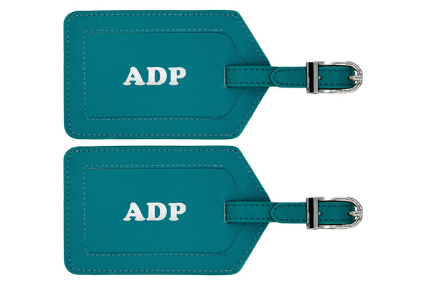 Personalized Monogrammed Leather Luggage Tags - 2 Pack