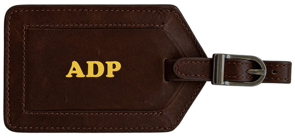 Personalized Monogrammed Leather Luggage Tag