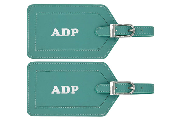 Personalized Monogrammed Leather Luggage Tags - 2 Pack