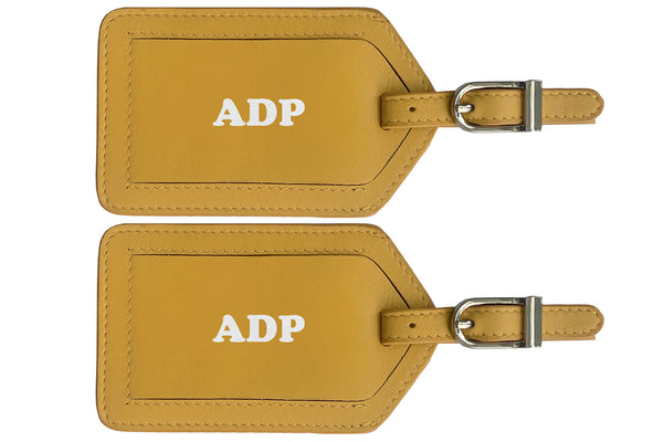 Personalized Monogrammed Leather Luggage Tags - 2 Pack