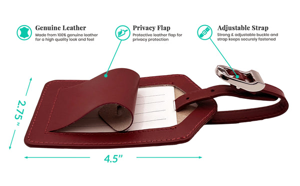 Genuine Top Grain Leather Luggage Tag