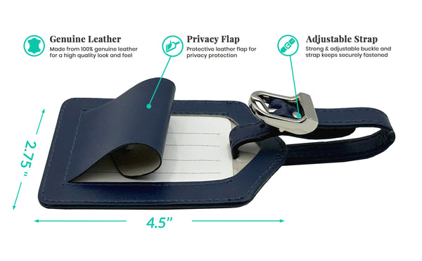 Genuine Top Grain Leather Luggage Tag