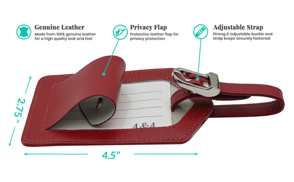 Genuine Top Grain Leather Luggage Tag
