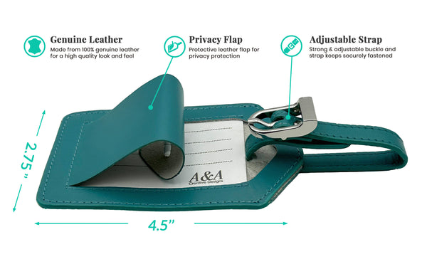 Genuine Top Grain Leather Luggage Tag