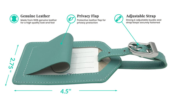 Genuine Top Grain Leather Luggage Tag