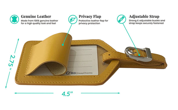 Genuine Top Grain Leather Luggage Tag