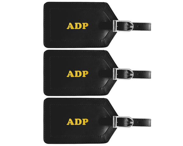 Personalized Monogrammed Leather Luggage Tags - 3 Pack