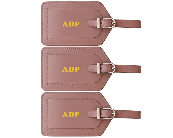 Personalized Monogrammed Leather Luggage Tags - 3 Pack