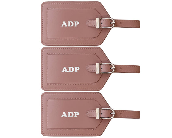 Personalized Monogrammed Leather Luggage Tags - 3 Pack