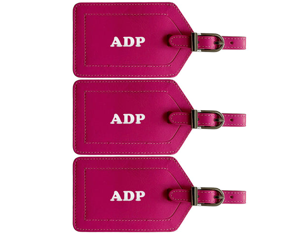 Personalized Monogrammed Leather Luggage Tags - 3 Pack