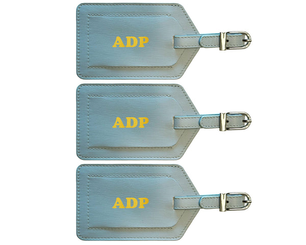 Personalized Monogrammed Leather Luggage Tags - 3 Pack