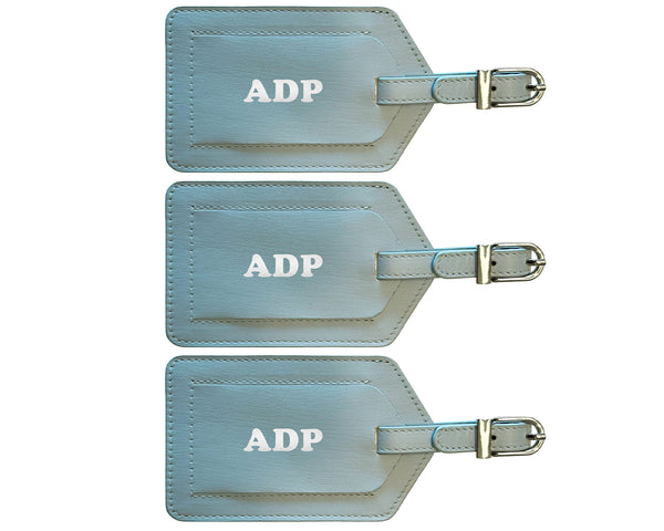 Personalized Monogrammed Leather Luggage Tags - 3 Pack