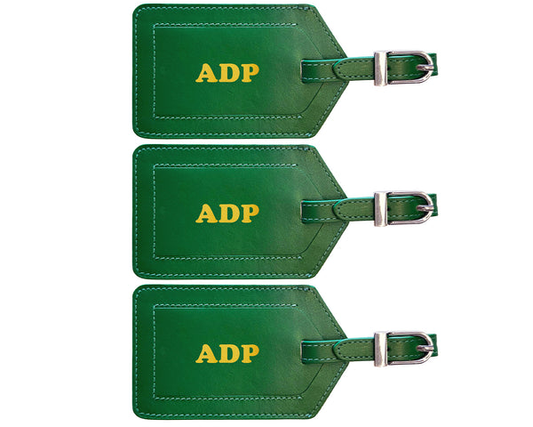 Personalized Monogrammed Leather Luggage Tags - 3 Pack