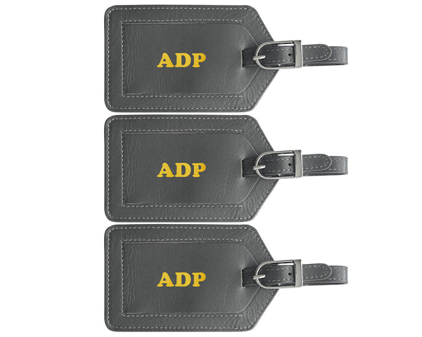 Personalized Monogrammed Leather Luggage Tags - 3 Pack