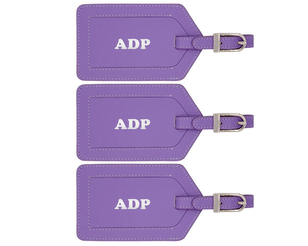 Personalized Monogrammed Leather Luggage Tags - 3 Pack