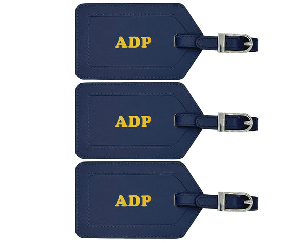 Personalized Monogrammed Leather Luggage Tags - 3 Pack