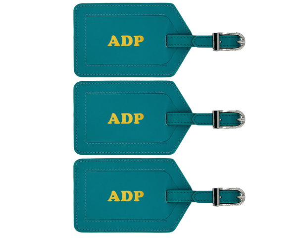 Personalized Monogrammed Leather Luggage Tags - 3 Pack