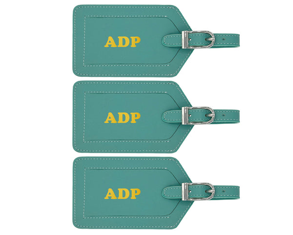 Personalized Monogrammed Leather Luggage Tags - 3 Pack