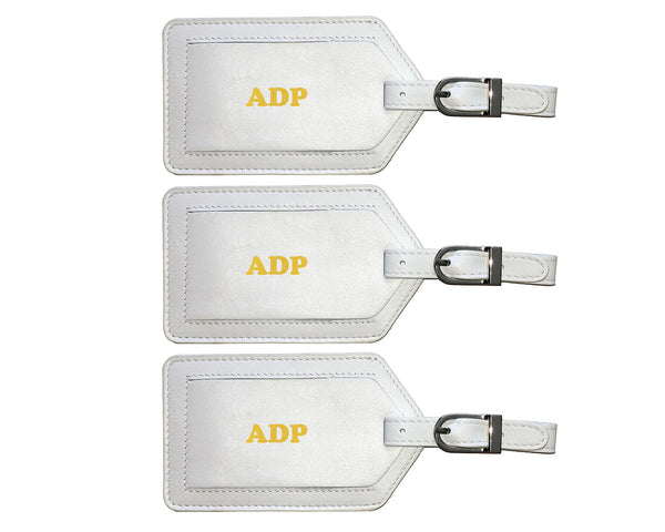 Personalized Monogrammed Leather Luggage Tags - 3 Pack