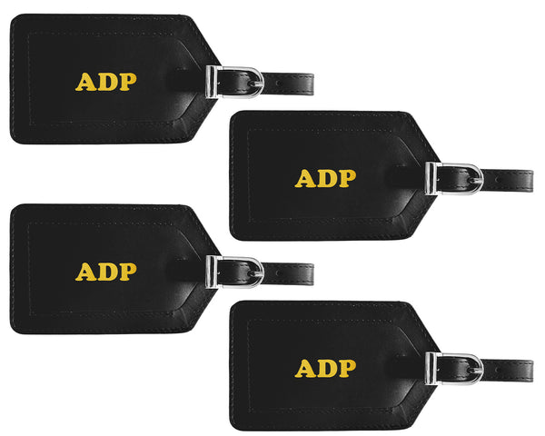 Personalized Monogrammed Leather Luggage Tags - 4 Pack
