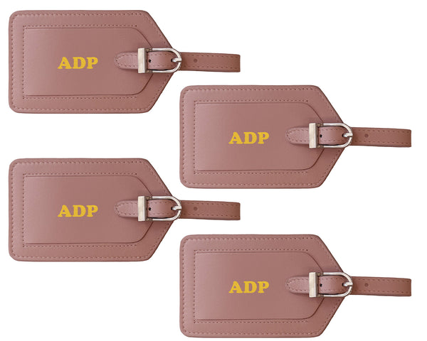 Personalized Monogrammed Leather Luggage Tags - 4 Pack