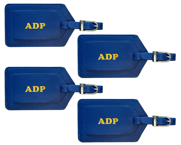 Personalized Monogrammed Leather Luggage Tags - 4 Pack
