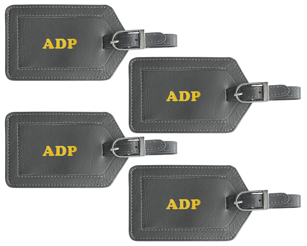 Personalized Monogrammed Leather Luggage Tags - 4 Pack