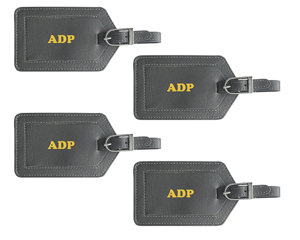 Personalized Monogrammed Leather Luggage Tags - 4 Pack