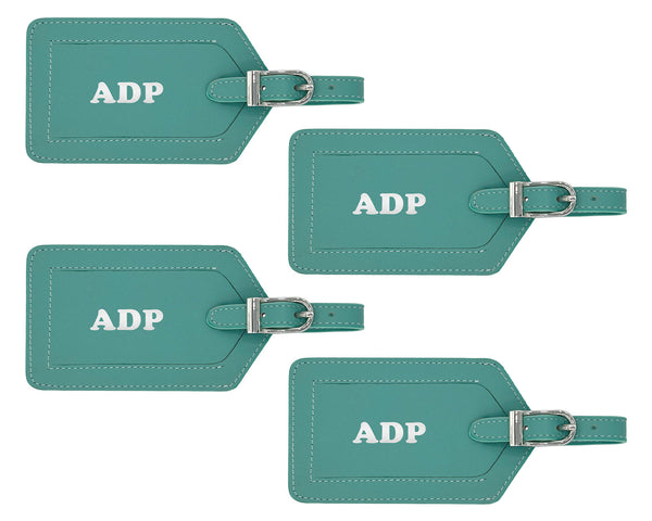 Personalized Monogrammed Leather Luggage Tags - 4 Pack