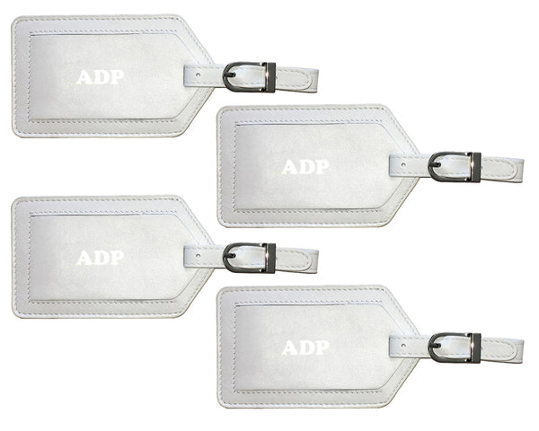 Personalized Monogrammed Leather Luggage Tags - 4 Pack