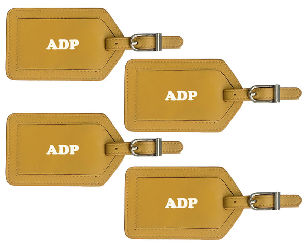 Personalized Monogrammed Leather Luggage Tags - 4 Pack