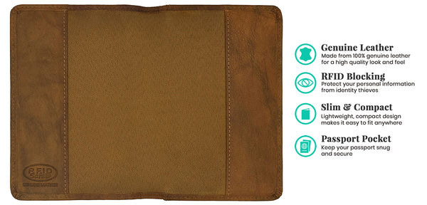 Personalized Monogrammed Leather RFID Passport Cover Holder and Luggage Tag