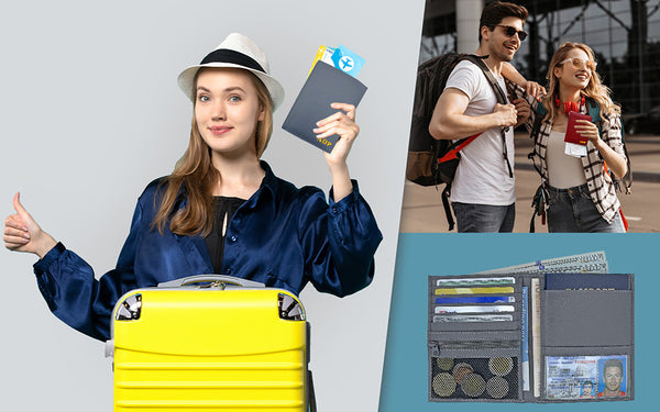 Deluxe Personalized Monogrammed Leather RFID Passport Wallet and Luggage Tag