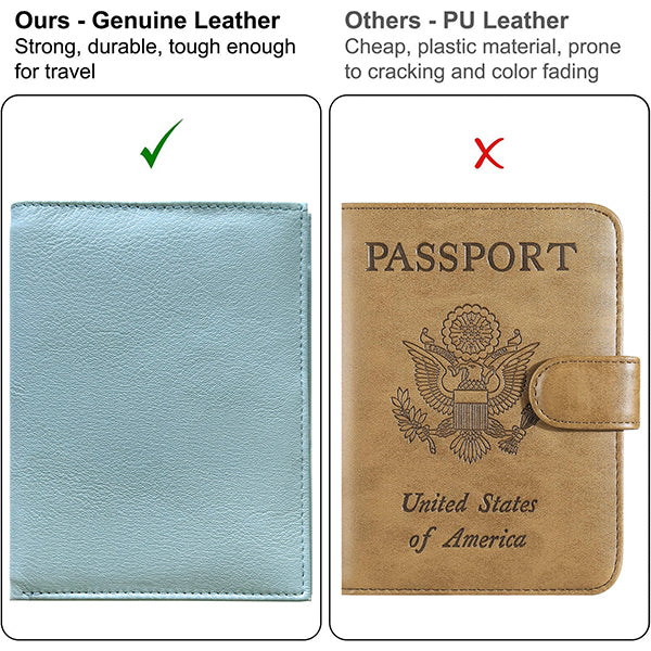 Deluxe Personalized Monogrammed Leather RFID Passport Wallet and Luggage Tag