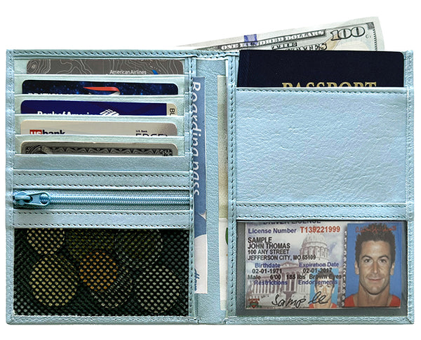 Deluxe Personalized Monogrammed Leather RFID Passport Wallet and Luggage Tag